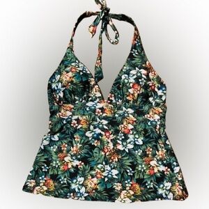 NWT Lavish Vintage Remix Floral Tankini Top Swimwear Size Medium